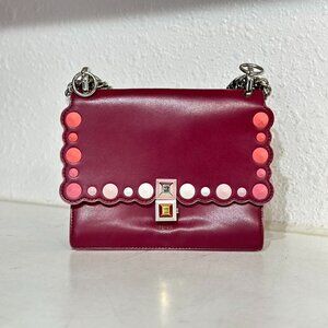 Fendi Burgundy Leather Kan I Shoulder Bag Crossbody